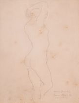 *Adrian Maurice Daintrey (British, 1902-1988) Standing female nude Pencil drawing 31 x 24cm Signed,