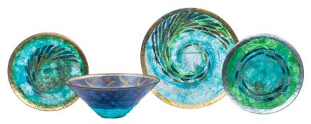 Margaret Johnson [Contemporary] three glass plates and a bowl,