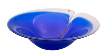 Mats Johanssen 'Blue Magic' bowl of circular notched form,
