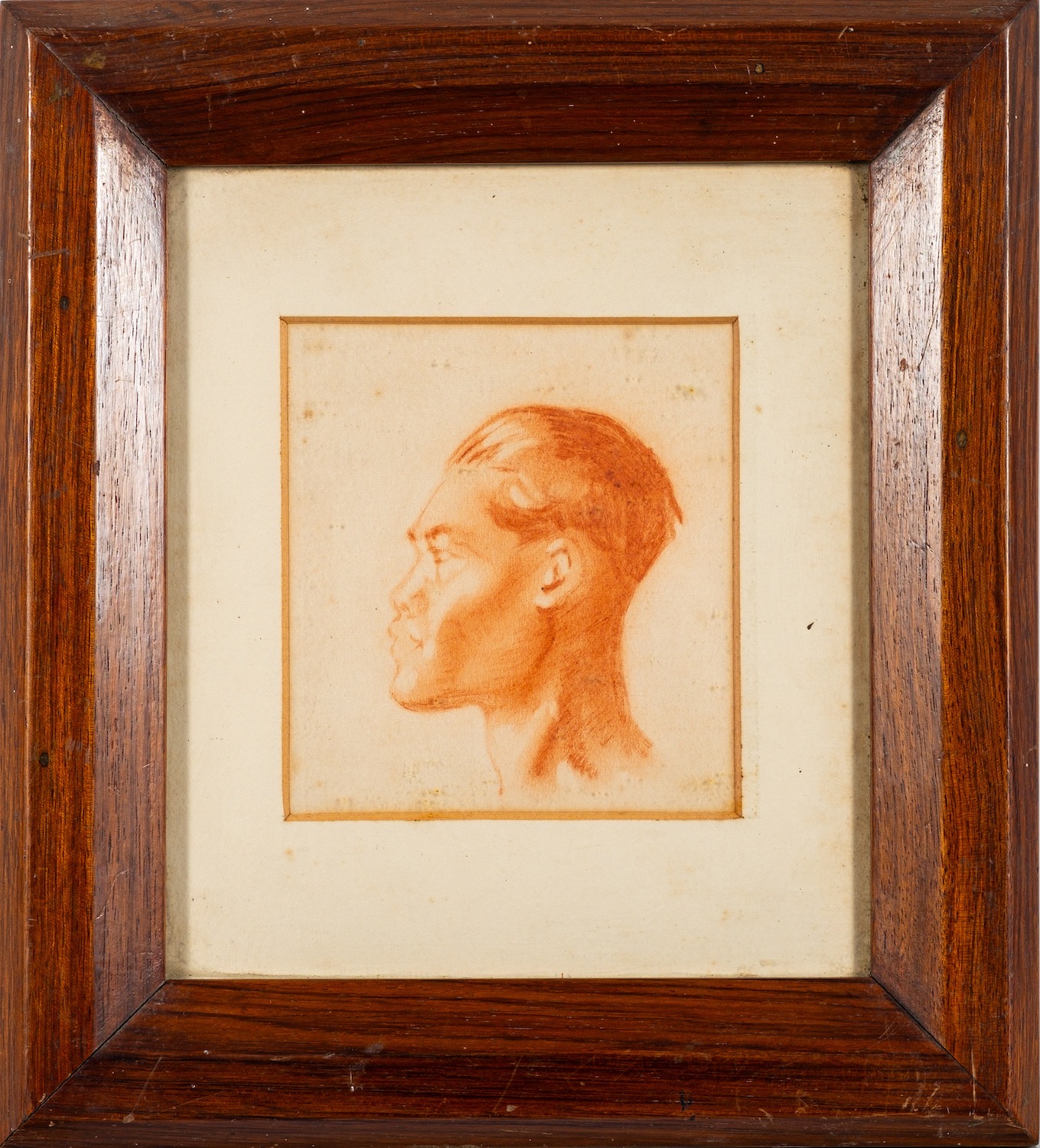 Rupert Pease (British 1906 - 1945) Portrait of a man in profile Sepia chalk 12.5 x 11. - Image 2 of 2