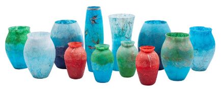 Margaret Johnson [Contemporary] twelve glass vases,