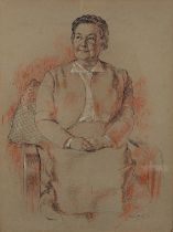June Mendoza (Australian b.1924 ) Portrait of a lady Pen, ink and colour crayon 64.5 x 49.