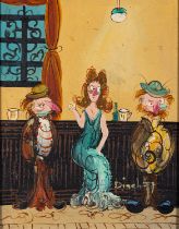 Dinah (20th Century) A collection of bar scenes Five oils on canvas 43.5 x 53.