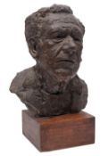* A 'bronzed' resin bust of a man, believed to be by Elizabeth Studdert ARBS, (b.