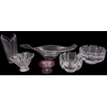 Two Orrefors glass Corona bowls after a design by Lars Hellsten together with an Orrefors glass