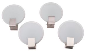 A set of four metal and glass wall lights, in Art Deco taste,