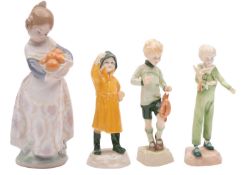 Three Royal Worcester porcelain figures, modelled after originals by Freda Doughty,