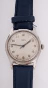 Ebel a 1940s gentleman's stainless-steel wristwatch the round silvered dial signed Ebel and having