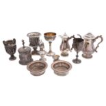 A group of 19th century silver plate including an Old Sheffield plate campagna urn stamped H&A 68,