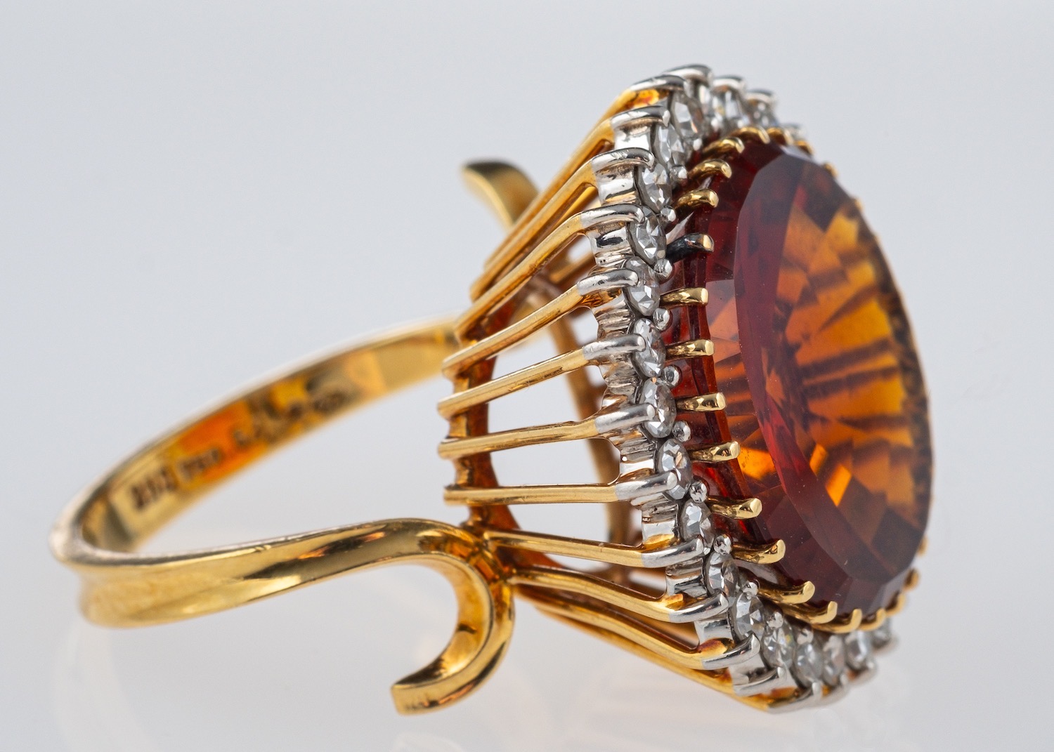 A Vintage Madeira citrine cocktail ring, the central stone of red to orange colour, - Image 2 of 3