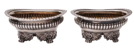 A pair of George III oval silver oval salts by Solomon Royes & John East Dix,
