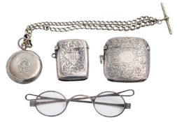 A George IV silver spectacles, maker's mark I.