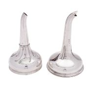 Two George III Scottish silver wine funnel spouts only, duty, thistle and worn maker's marks,
