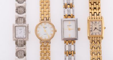 Rotary a Millennium silver lady's wristwatch plus three others the tank-style case stamped to the