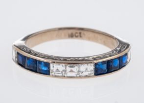 A sapphire & diamond set eternity ring,