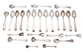 A collection of silver small spoons, various George III and later dates and makers,