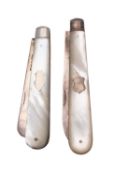 A George V silver and mother of pearl folding orange peeling knife by William Needham,