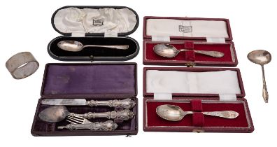 A Victorian silver three piece christening cutlery set by Wheeler & Cronin, Birmingham 1843,
