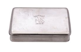 A George IV silver rectangular snuff box by John Shaw, Birmingham 1826, plain,