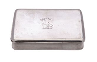 A George IV silver rectangular snuff box by John Shaw, Birmingham 1826, plain,