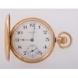 Waltham USA, an 18ct gold hunter pocket watch the dial with Arabic numerals,