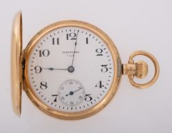 Waltham USA, an 18ct gold hunter pocket watch the dial with Arabic numerals,