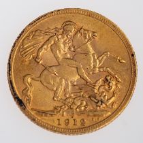 A George V 1912 Gold sovereign.
