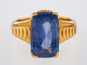 A vintage sapphire set ring, the Ceylon sapphire with blue to violet tones,