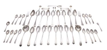 A mixed collection of silver Old English pattern flatware,