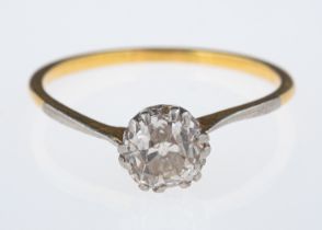 A solitaire diamond ring, set with an old cut stones estimated to be 0.