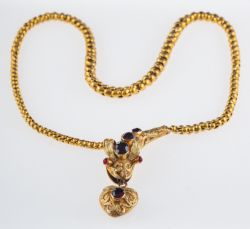 A Victorian gold serpent necklace.