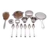 A collection of silver and silver mounted items,