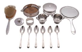 A collection of silver and silver mounted items,