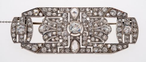 A 1930's diamond set brooch in fine millgrain setting,