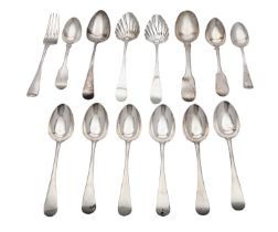 A collection of Exeter silver flatware, various 19th century makers, mainly initialled,