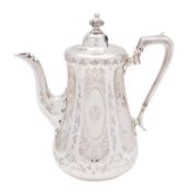 A Victorian silver coffee pot by Daniel & Charles Houle, London 1866, in the moresque style,