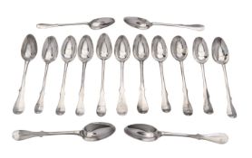 A collection of Scottish silver teaspoons in 'Scottish Fiddle pattern',