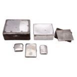 Six silver and silver mounted smoking related items, some inscribed,