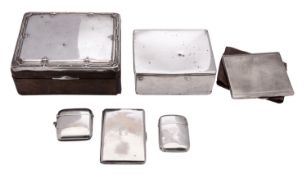 Six silver and silver mounted smoking related items, some inscribed,