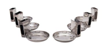A set of six George V silver smoker's combination ashtray and matchbox holder, marks rubbed out,