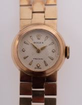 Rolex a gold wristwatch the inside of the case hallmarked for 9ct gold, Chester 1956 and stamped R.