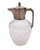 An Edwardian silver mounted cut glass claret jug by Thomas Webb & Sons Ltd, London 1902,