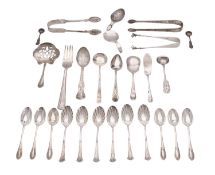 A collection of silver small flatware, various makers and dates, a few crested or initialled,