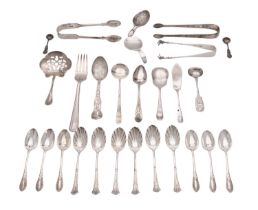 A collection of silver small flatware, various makers and dates, a few crested or initialled,