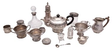 A collection of silver and silver mounted items, various 20th century dates,