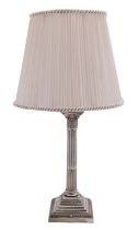 An electroplated Corinthian column table lamp, unmarked, 20th century,