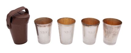 A set of four silver hunting spirit beakers, maker's mark RS (not traced), Birmingham 1979,