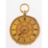 An 18ct gold lady's open face pocket watch with a cylinder escapement,