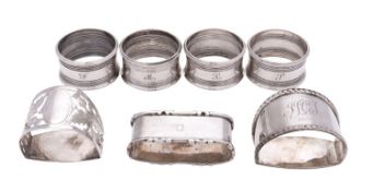 A set of four silver circular napkin rings by Harman Brothers, Birmingham 1960,