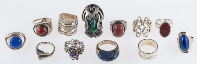 Carl Ove Frydensberg, a Danish patinated silver and hardstone ring,